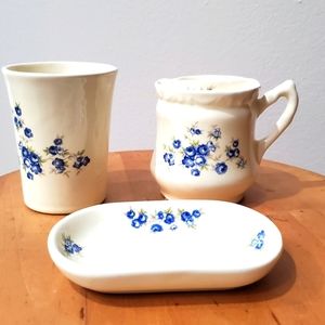 Vintage Porcelain Shaving/ Toothbrush Mug Set, VB Athena Pottery